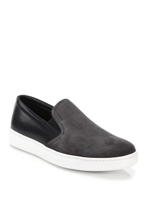 slip on sneakers prada|prada suede slip on sneakers.